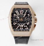 Swiss Grade One Copy Franck Muller Vanguard Yachting V45 Seagull 7750 Watch Rose Gold Diamond Case